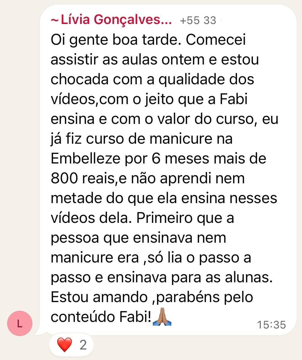 Depoimento da aluna Lívia